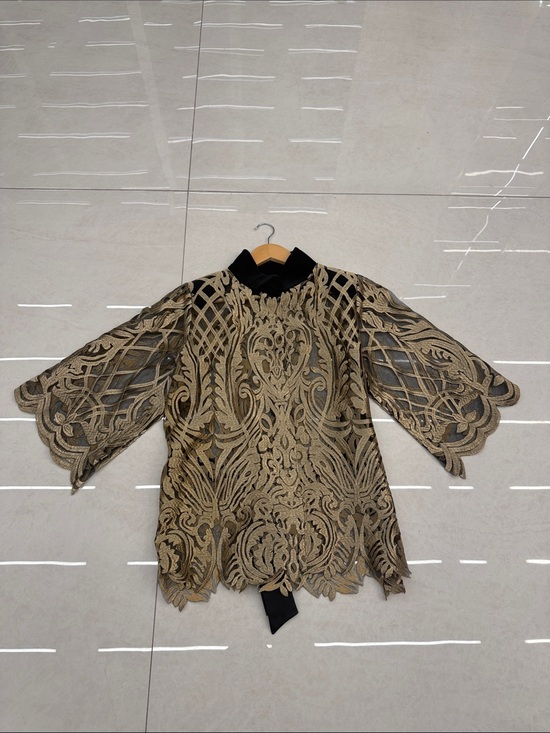 Tops - Embellished Lace Overlay Women’s Top in Gold